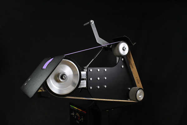 84 Engineering Angle Adjustable Bevel Rest for grinding knife bevels. To suit Shop Mate 48" and Shop Master 72" belt grinder linishers