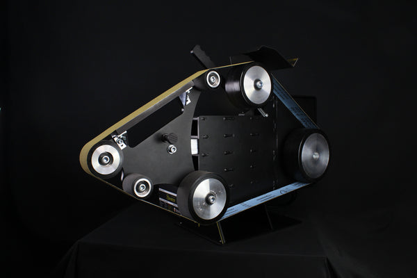 84 Engineering Gibson 72" belt grinder linisher belt sander angle adjustable rest, rotating 7 in 1 platen, small wheel arm, small wheel rest for fabricators, knife makers, metal workers, workshops, DIY