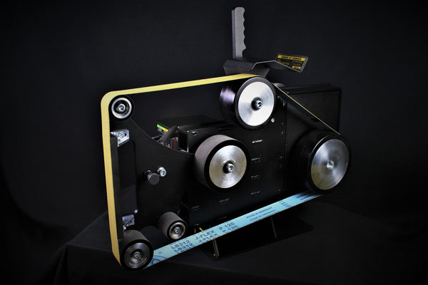 84 Engineering Gibson 72" belt grinder linisher belt sander angle adjustable rest, rotating 7 in 1 platen, small wheel arm, small wheel rest for fabricators, knife makers, metal workers, workshops, DIY