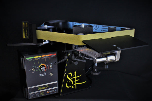 84 Engineering Gibson 72" belt grinder linisher belt sander angle adjustable rest, rotating 7 in 1 platen, small wheel arm, small wheel rest for fabricators, knife makers, metal workers, workshops, DIY