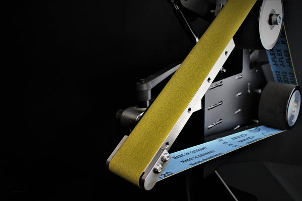 Plunge platen waterfall platen 6mm 19mm 25mm for plunge lines in kitchen knives, hunting knives, integral knives to suit Shop Mate 48" Belt grinder linisher belt sander and Shop Master 72" belt sander linisher belt grinder for knife makers and black smiths