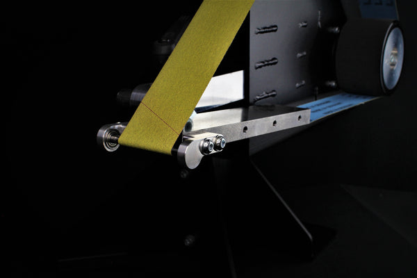 Plunge platen waterfall platen 6mm 19mm 25mm for plunge lines in kitchen knives, hunting knives, integral knives to suit Shop Mate 48" Belt grinder linisher belt sander and Shop Master 72" belt sander linisher belt grinder for knife makers and black smiths