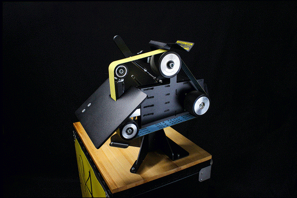 84 Engineering Angle Adjustable Bevel Rest for grinding knife bevels. To suit Shop Mate 48" and Shop Master 72" belt grinder linishers