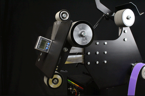 84 Engineering Angle Adjustable Bevel Rest for grinding knife bevels. To suit Shop Mate 48" and Shop Master 72" belt grinder linishers