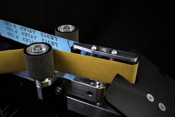 84 Engineering Gibson 72" belt grinder linisher belt sander angle adjustable rest, rotating 7 in 1 platen, small wheel arm, small wheel rest for fabricators, knife makers, metal workers, workshops, DIY 